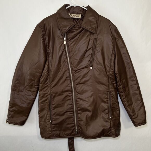 Vintage Bogner Ski Jacket Womens Size 42 XL Brown Nylon Full Asymmetrical Zip